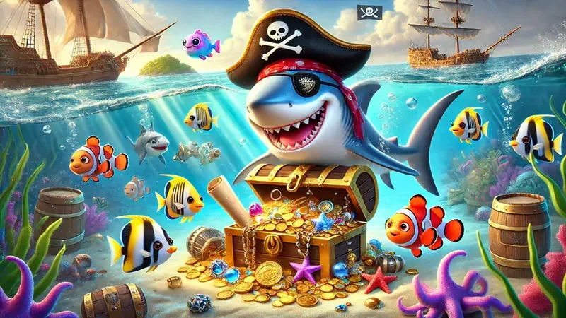 Tampilan permainan tembak ikan mobile dengan target laut berwarna