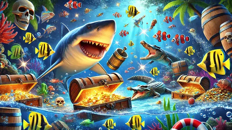 Ilustrasi dunia bawah laut untuk permainan tembak ikan SPIN89